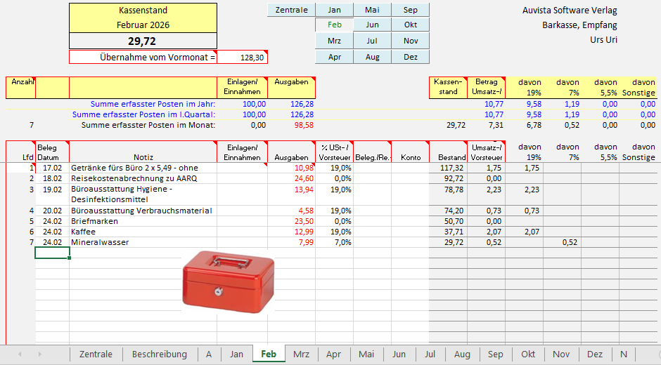 Herunterladen - Kassenbuch 2026 f�r die Barkasse zum Testen