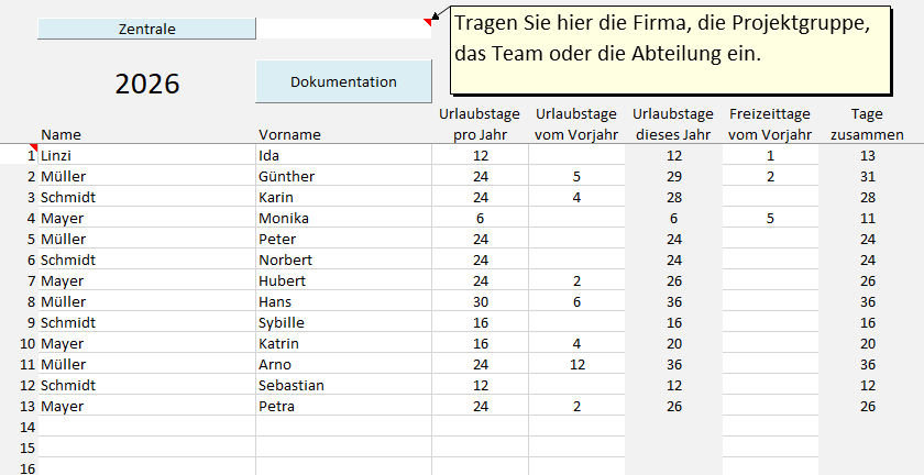 Urlaubsplaner - aus dem Excel-Album DZ25